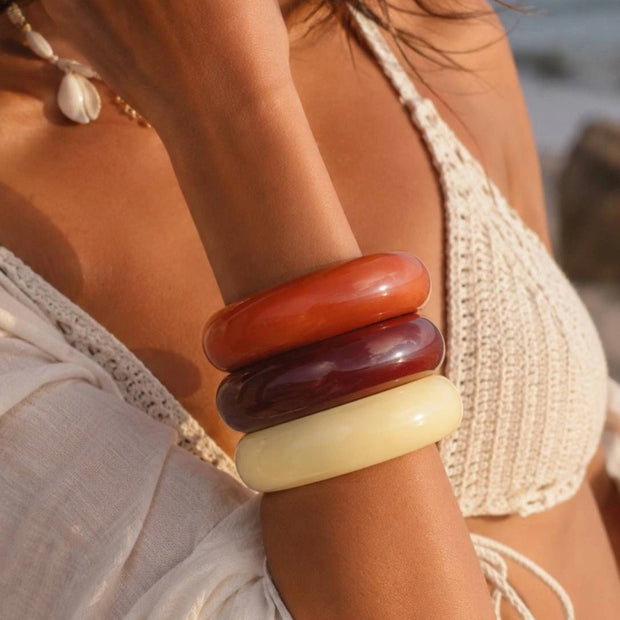 Chunky Resin Bangle Bracelet Set of 3