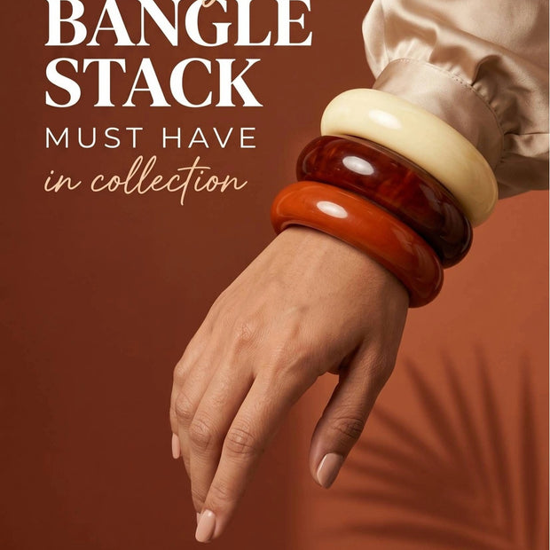 Chunky Resin Bangle Bracelet Set of 3