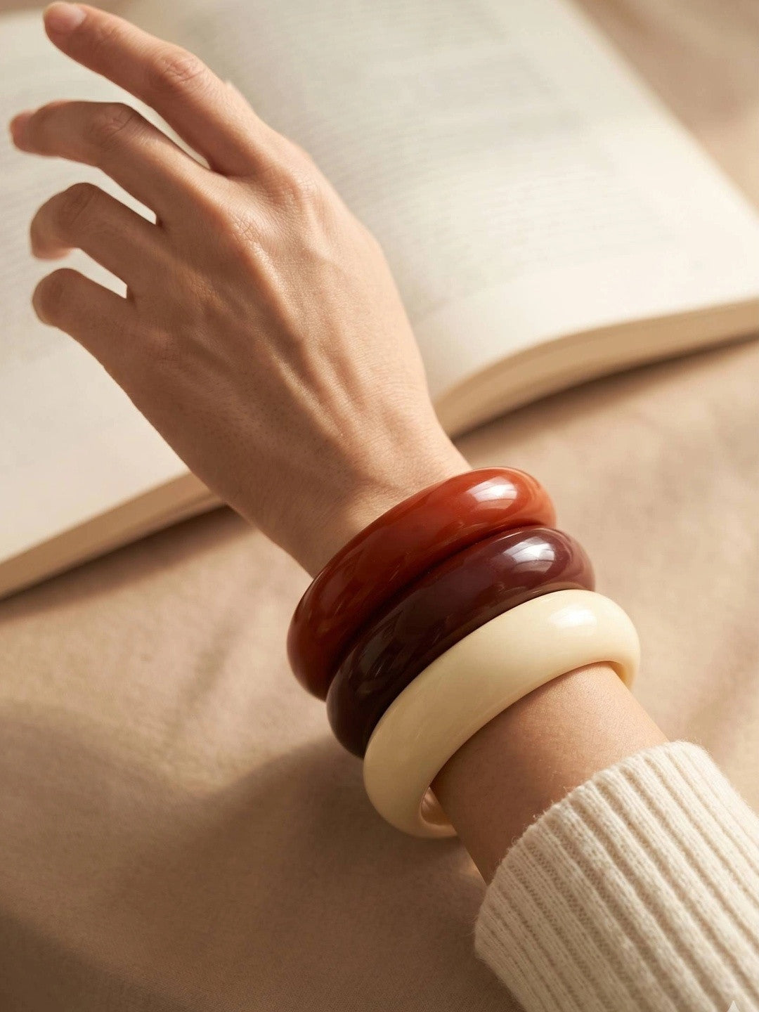 Chunky Resin Bangle Bracelet Set of 3