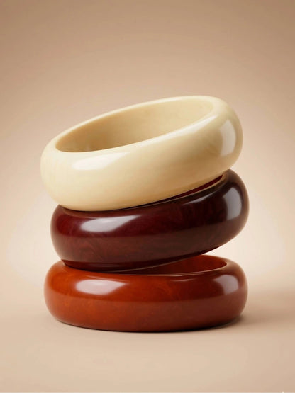 Chunky Resin Bangle Bracelet Set of 3