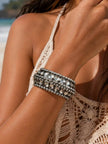 Oxidised Silver Studded Wooden Bangle for Women