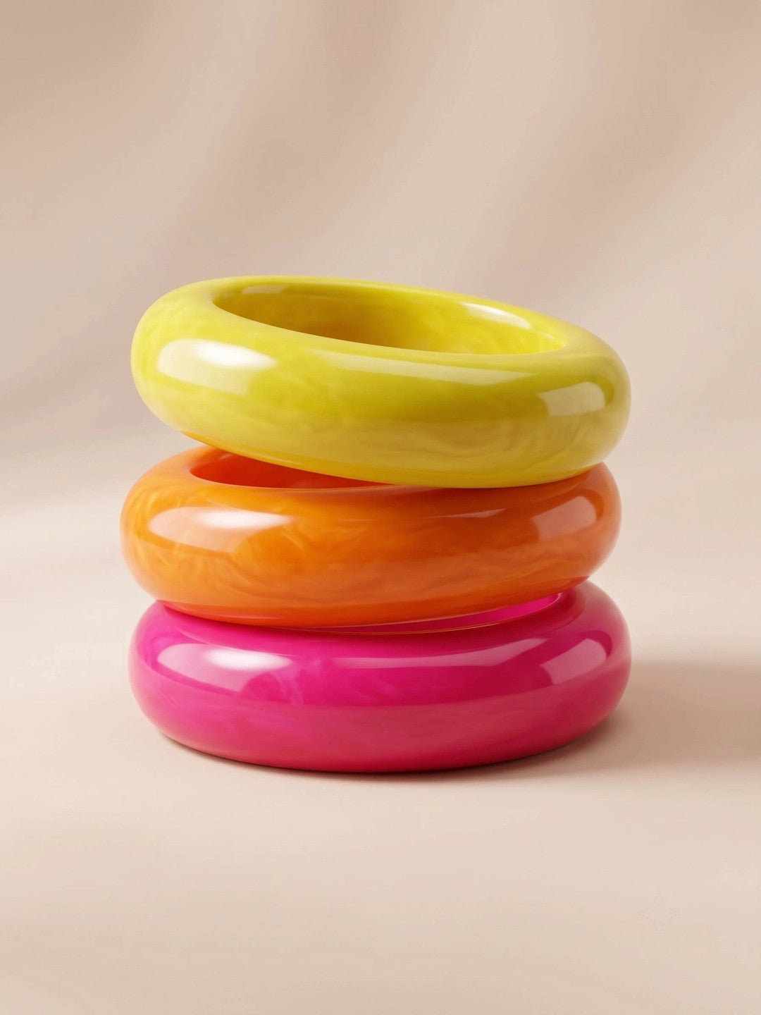 Neon Resin Chunky Bangles for Women Set of 3