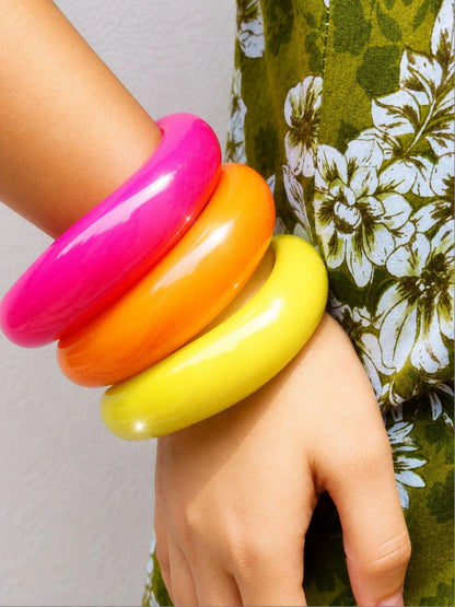 Neon Resin Chunky Bangles for Women Set of 3
