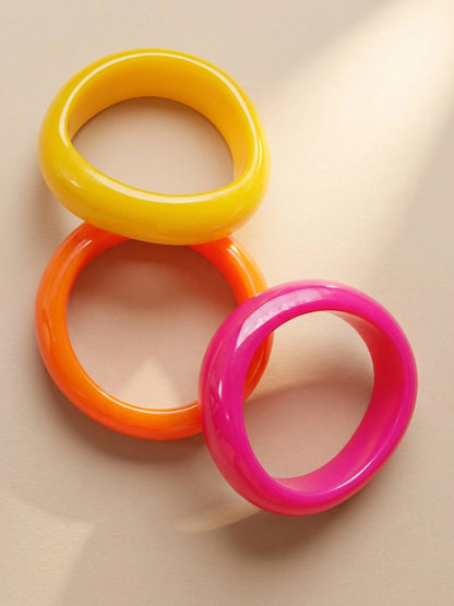 Neon Resin Chunky Bangles for Women Set of 3