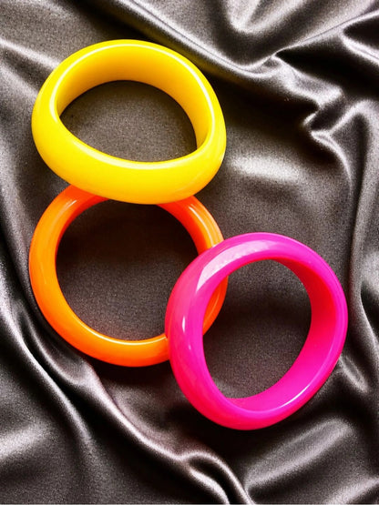 Neon Resin Chunky Bangles for Women Set of 3