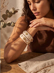 Ivory Resin Pearl & Gold-Plated Kada Bangles Set of 2