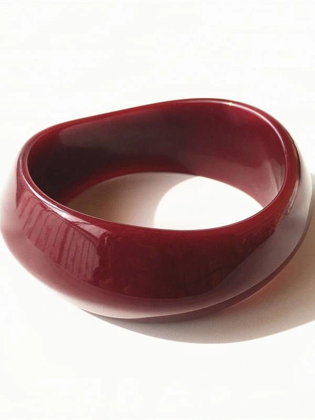 Burgundy Resin Bangle Bracelet for Women