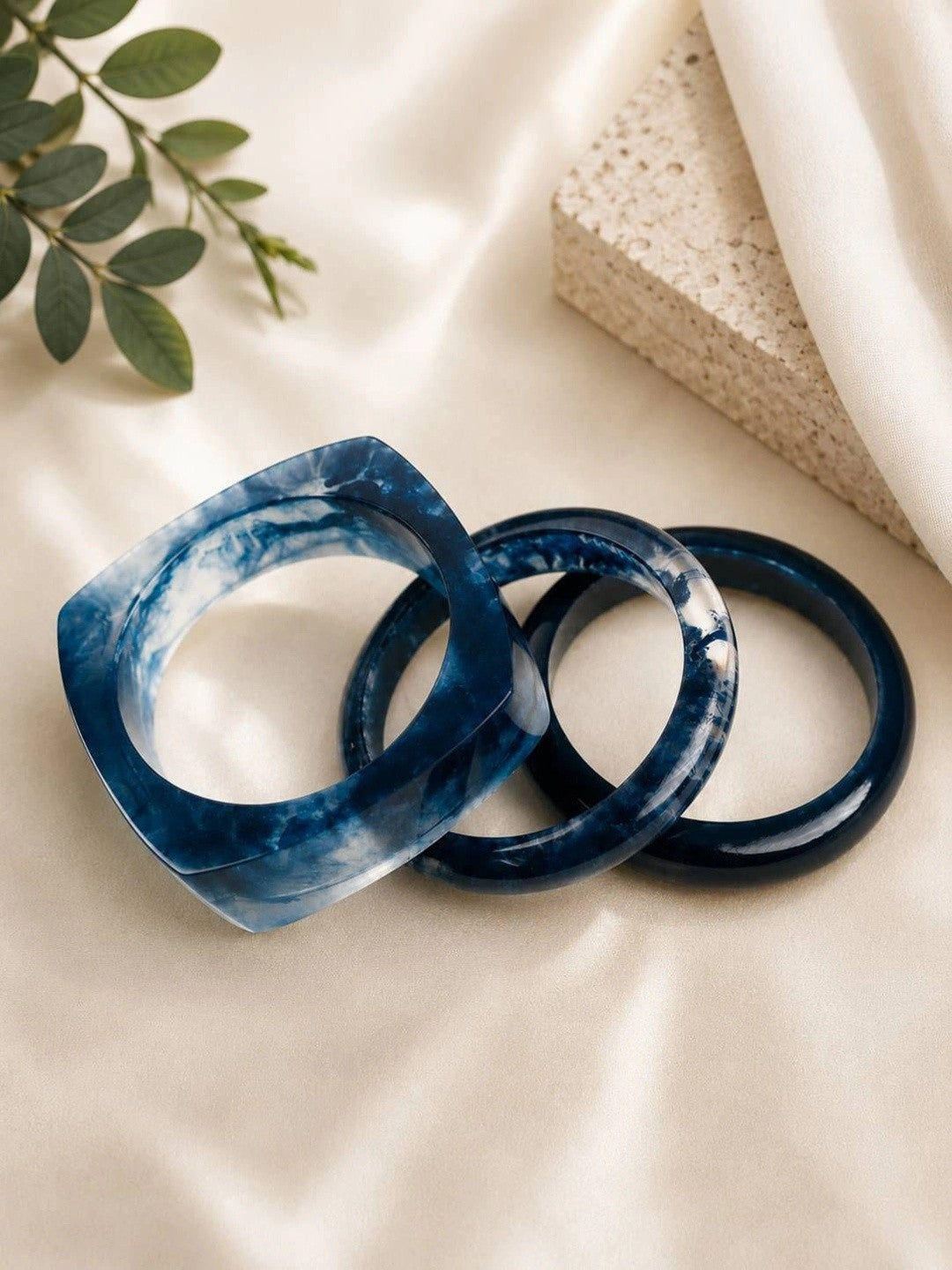 Blue Marble Resin Bangles for Women