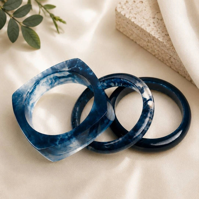 Blue Marble Resin Bangles for Women