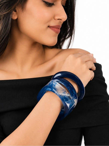 Blue Marble Resin Bangles for Women