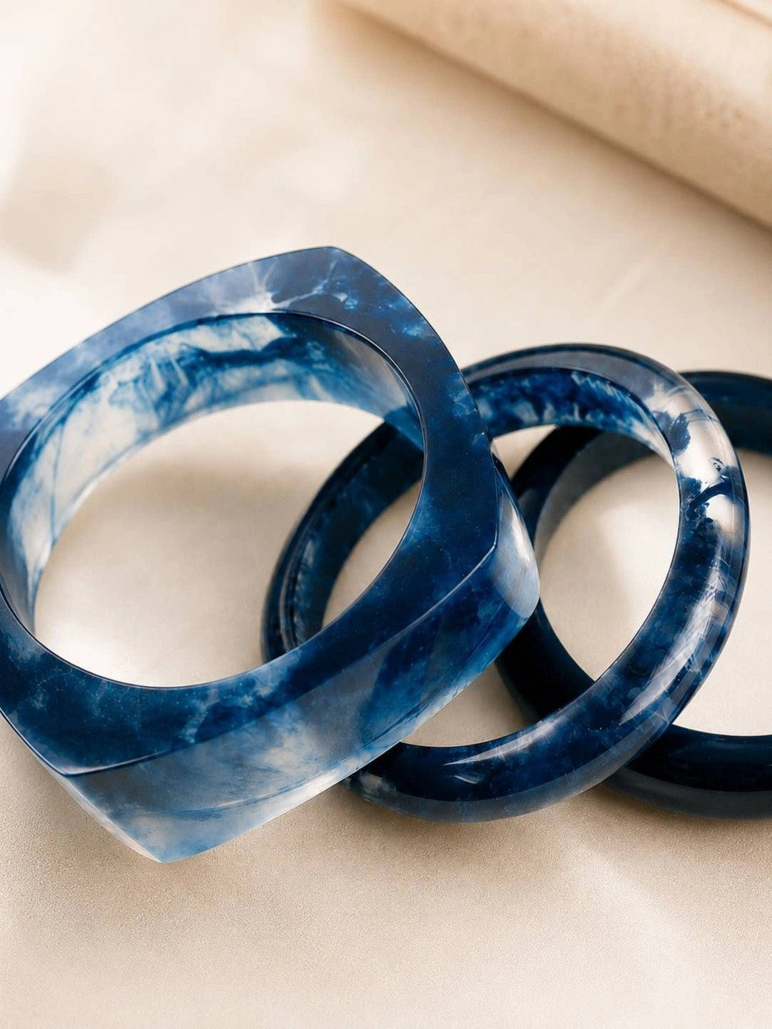 Blue Marble Resin Bangles for Women