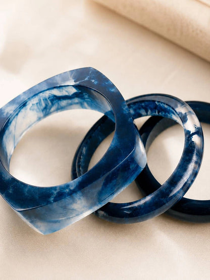 Blue Marble Resin Bangles for Women