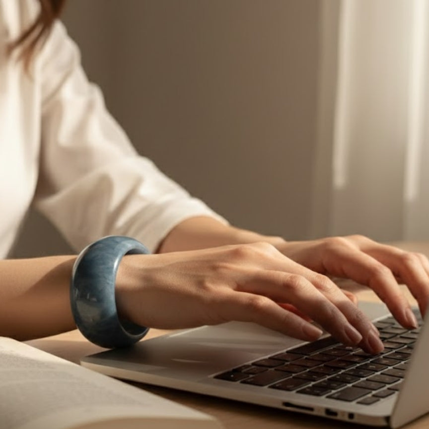 Serene Blue Dome Resin Bangle