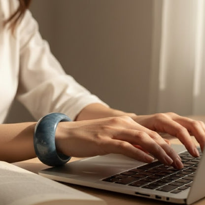 Serene Blue Dome Resin Bangle