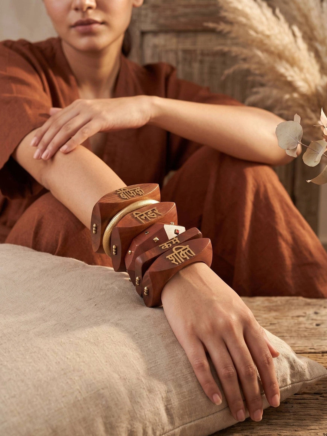 Power Stack Wooden Bangles for Women Set of 6