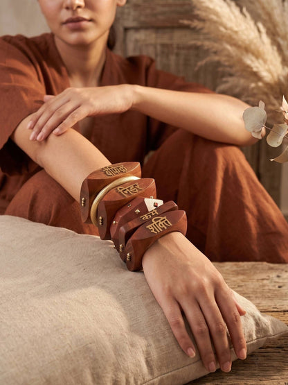 Power Stack Wooden Bangles for Women Set of 6
