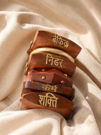 Power Stack Wooden Bangles for Women Set of 6