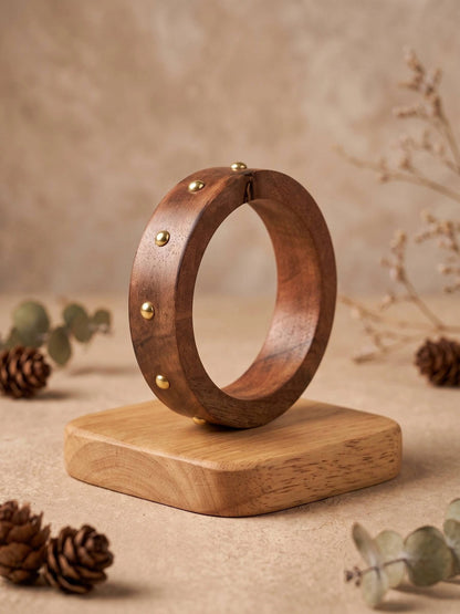 Brass-Studded Wooden Bangle for Women