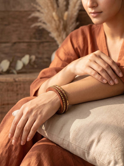 Gold-Toned Wooden Bangles Set of 2