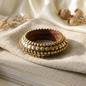 Antique Gold Brass Studded Kada Bangle for Women