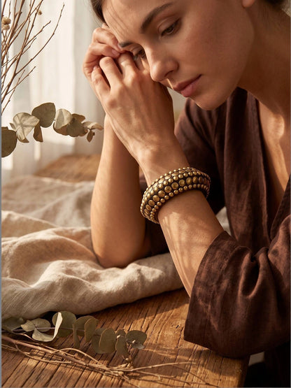 Antique Gold Brass Studded Kada Bangle for Women