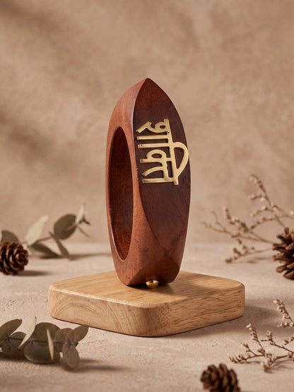 Power- Shakti Engraved Wood Cuff Bangle for Women