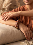 Carved Wood Bangle with Stone Studs for Women
