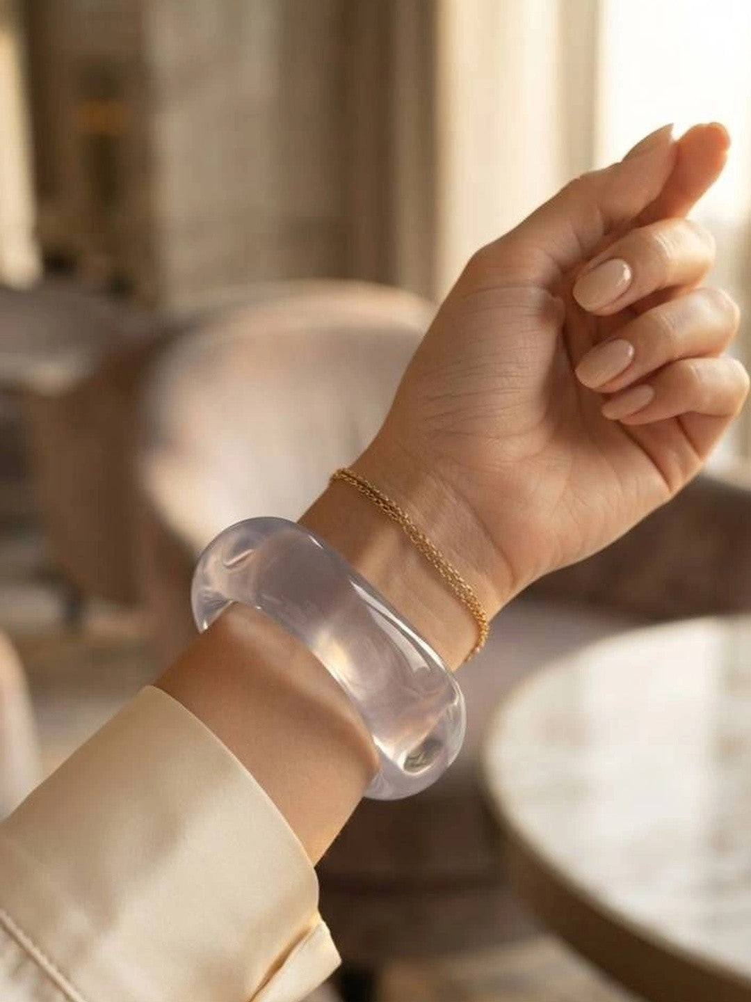 Clear Resin Bangle Bracelet for Women