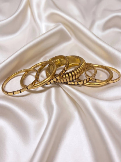Gold-Plated Stacked Bangles Set for Women