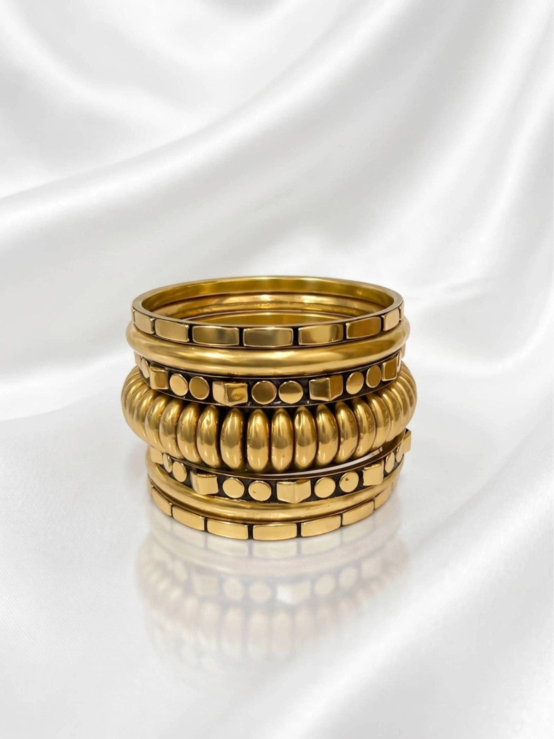 Gold-Plated Stacked Bangles Set for Women
