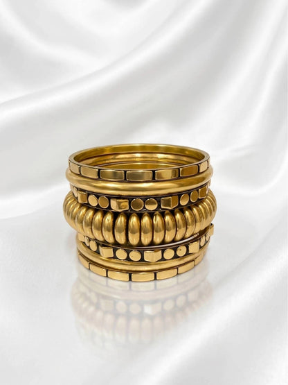 Gold-Plated Stacked Bangles Set for Women