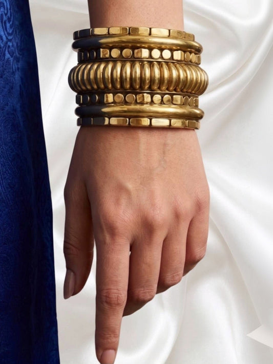 Gold-Plated Stacked Bangles Set for Women