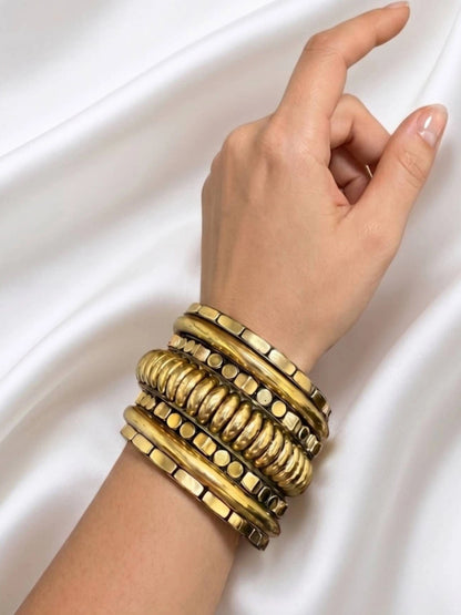 Gold-Plated Stacked Bangles Set for Women
