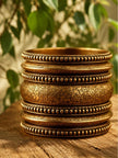Antique Gold-Plated Engraved Brass Bangles for Women