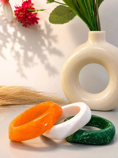 Tricolour Resin Bangles for Women Set of 3