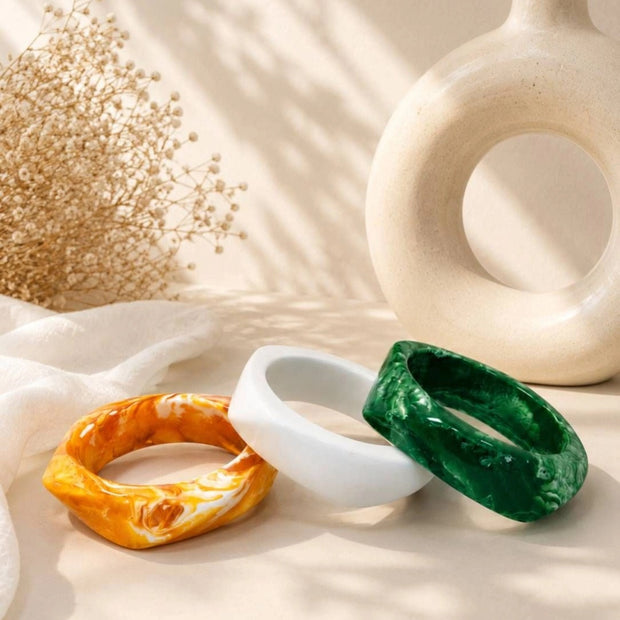 Tricolour Resin Bangles for Women Set of 3