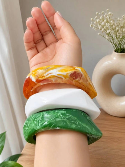 Tricolour Resin Bangles for Women Set of 3