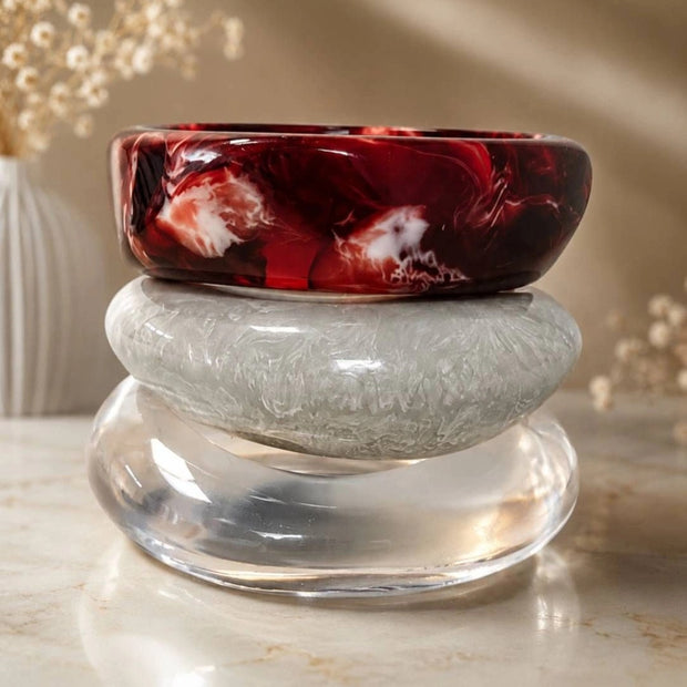 Resin Marble Finish Bangles for Women Set of 3