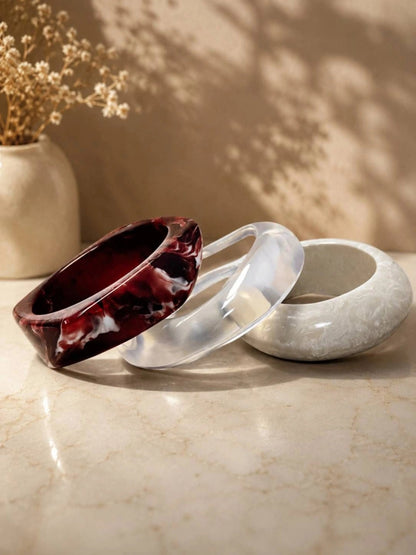 Resin Marble Finish Bangles for Women Set of 3