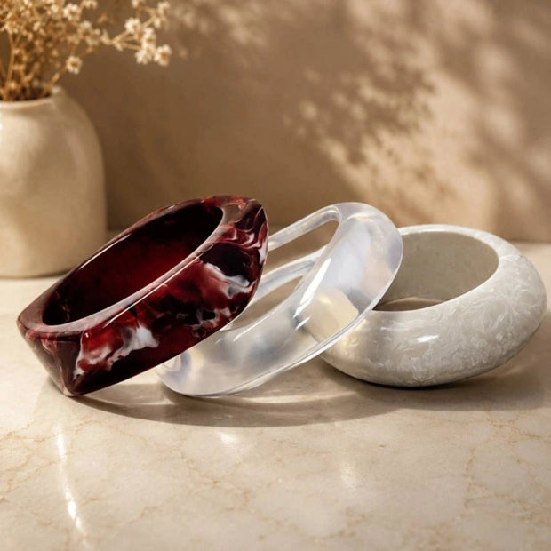 Resin Marble Finish Bangles for Women Set of 3