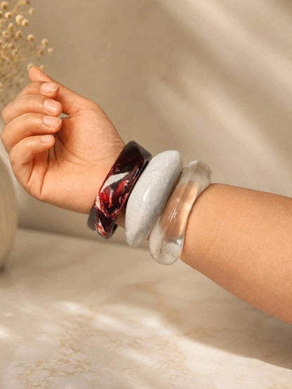 Resin Marble Finish Bangles for Women Set of 3