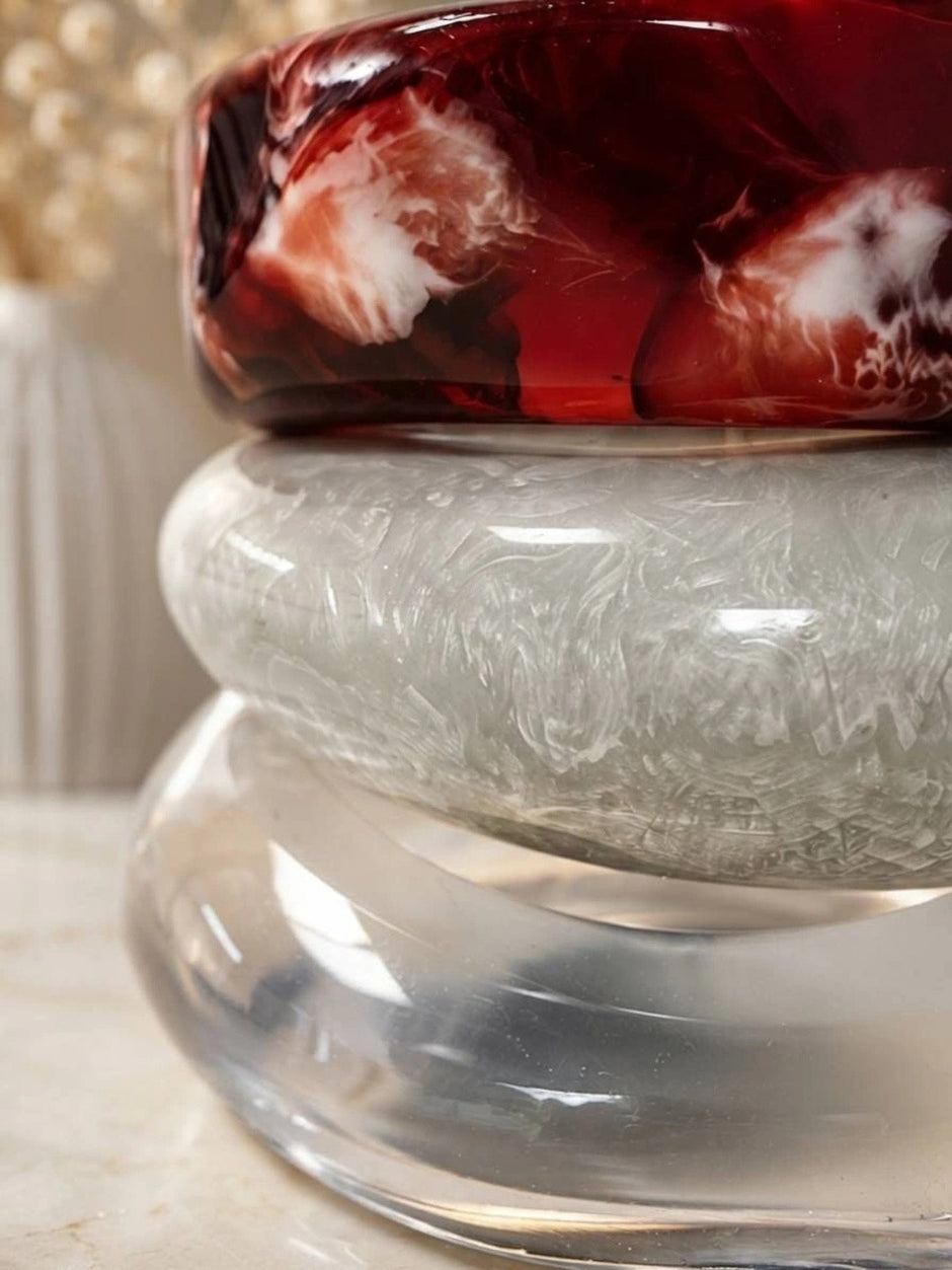 Resin Marble Finish Bangles for Women Set of 3