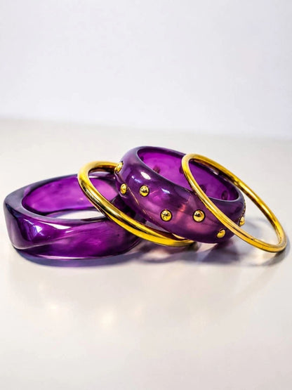 Purple Resin Studded Bangles for Women