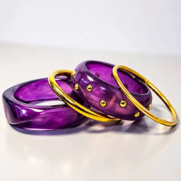 Purple Resin Studded Bangles for Women