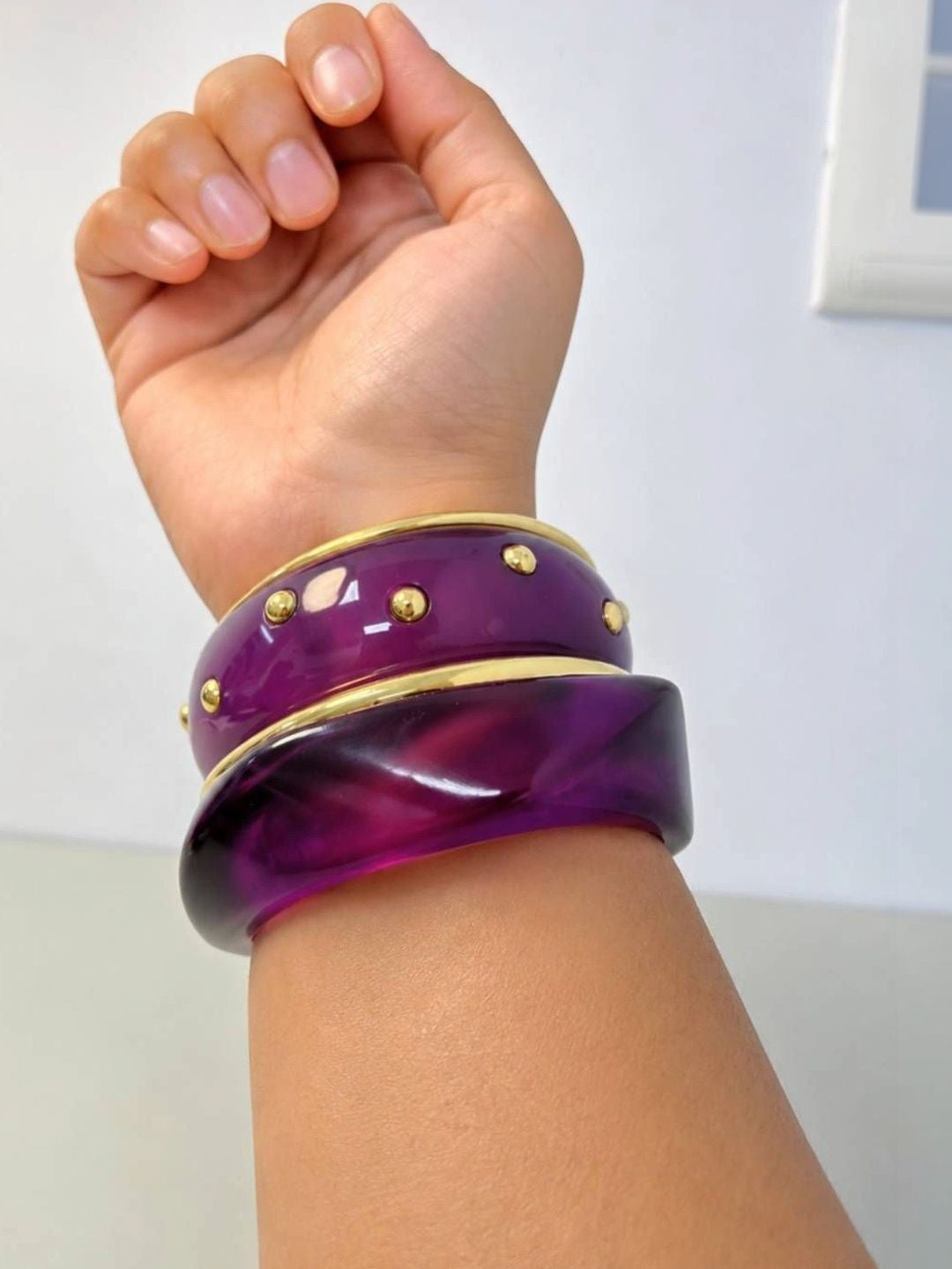 Purple Resin Studded Bangles for Women