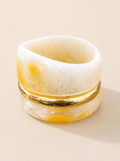 Marble Resin & Gold-Tone Bangles Set of 3