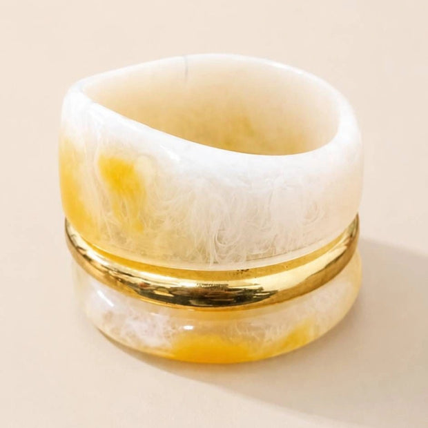 Marble Resin & Gold-Tone Bangles Set of 3