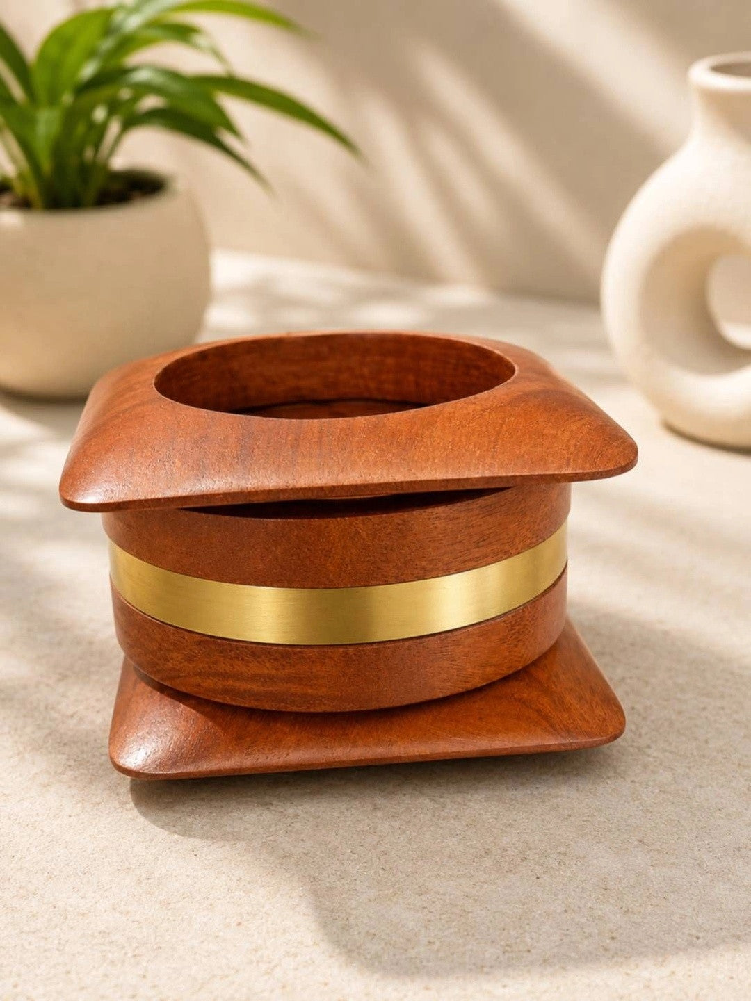 Wooden Brass-Inlay Bangles Set of 3