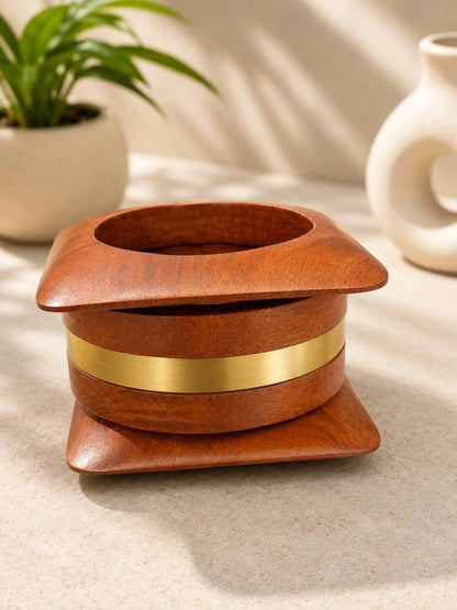 Wooden Brass-Inlay Bangles Set of 3