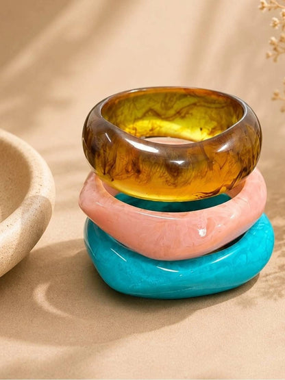 Resin Marble Chunky Bangles Set of 3
